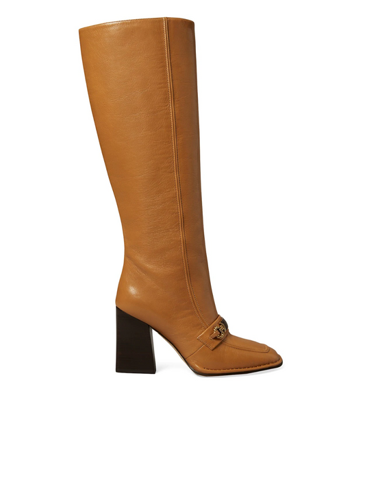 Tory Burch Perrine Goatskin Chain Riding Boots - Size 8B