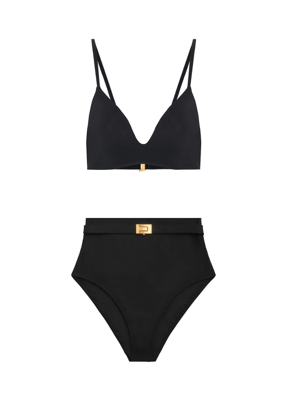 Tory Burch Solid Triangle Bikini Top & T-Belt High Waisted Bottoms Set - Size M
