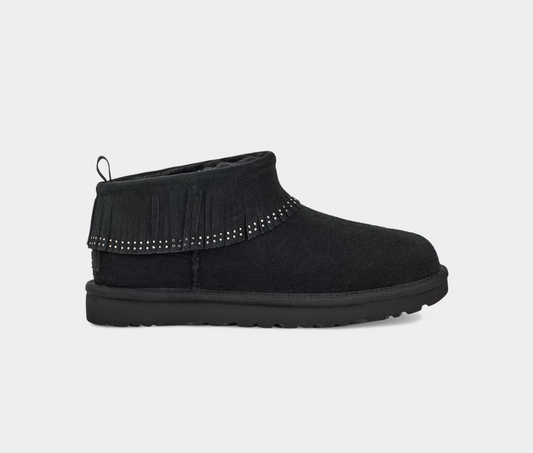 UGG Ultra Mini Fringe Bling - Black -  Size 8