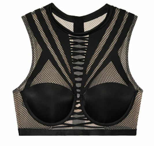 LIMITED EDITION Victoria's Secret x Balmain Paris Strappy High Neck Mesh Bra - Size 36DD