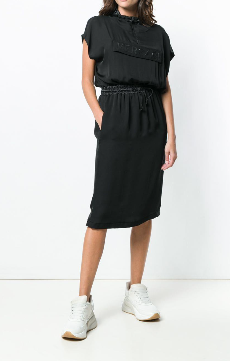 Versace Hooded Logo Blouson Dress