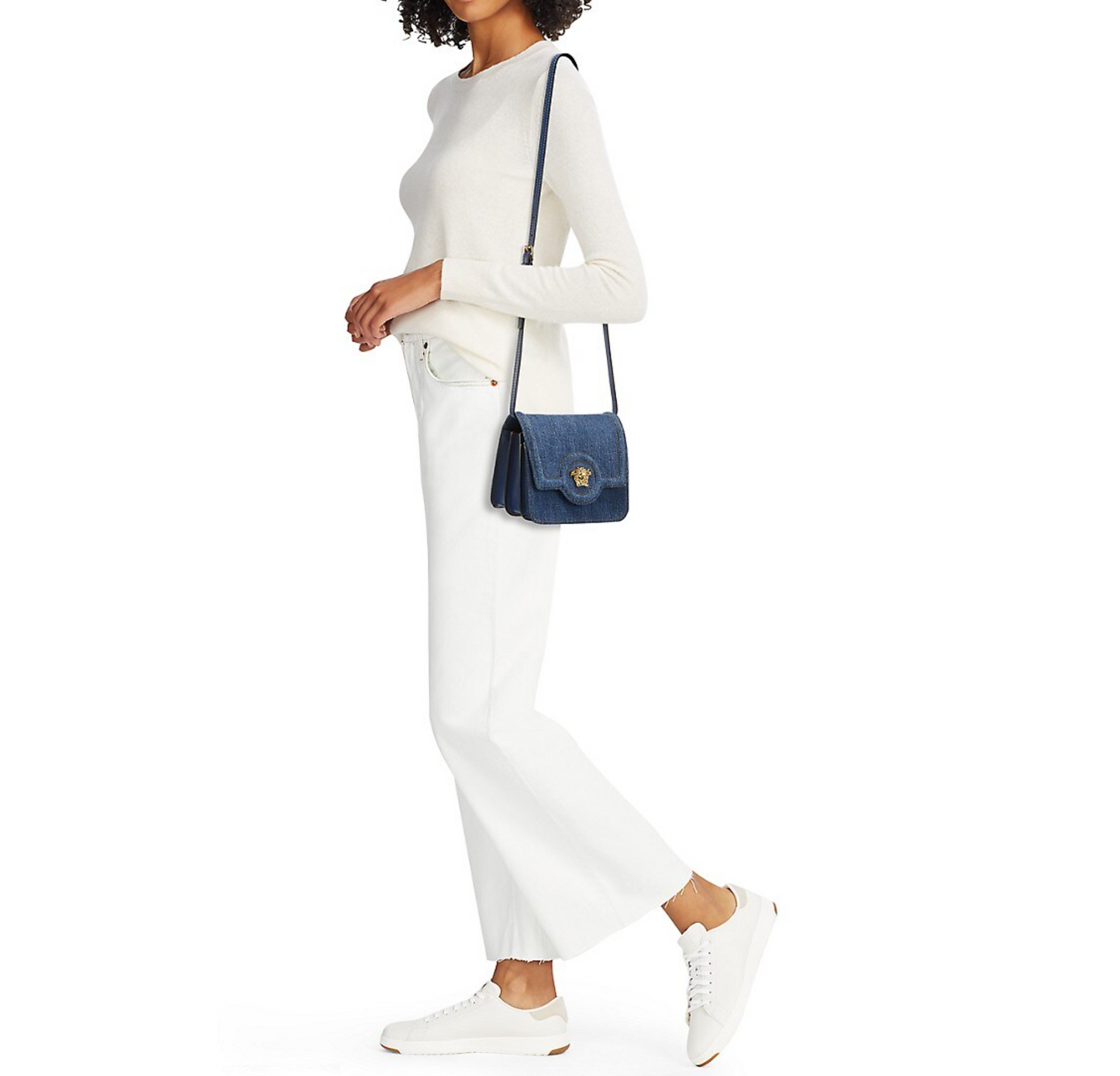Versace La Medusa Denim Shoulder Bag