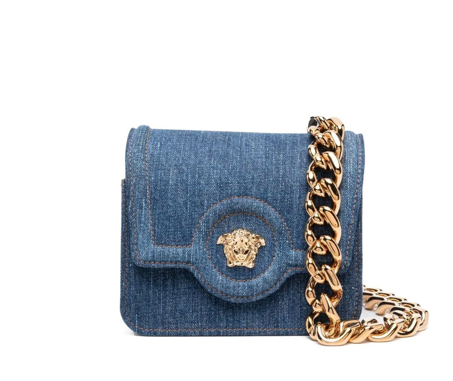 Versace La Medusa Denim Shoulder Bag