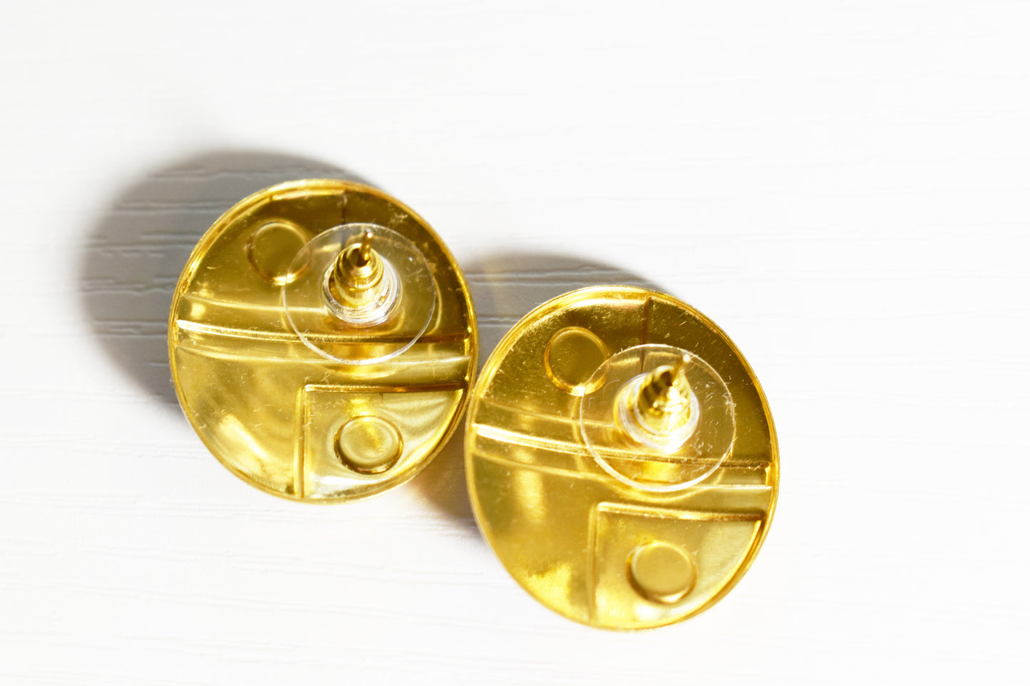 Vintage Geometric Enamel Earrings with Faux Pearls