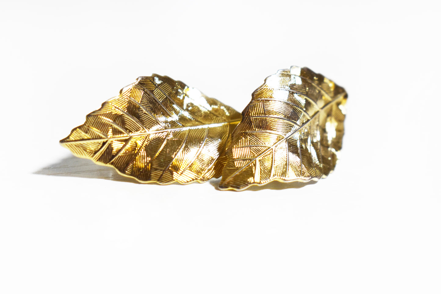 Vintage Dior Style Elegant Gold-Tone Leaf Earrings