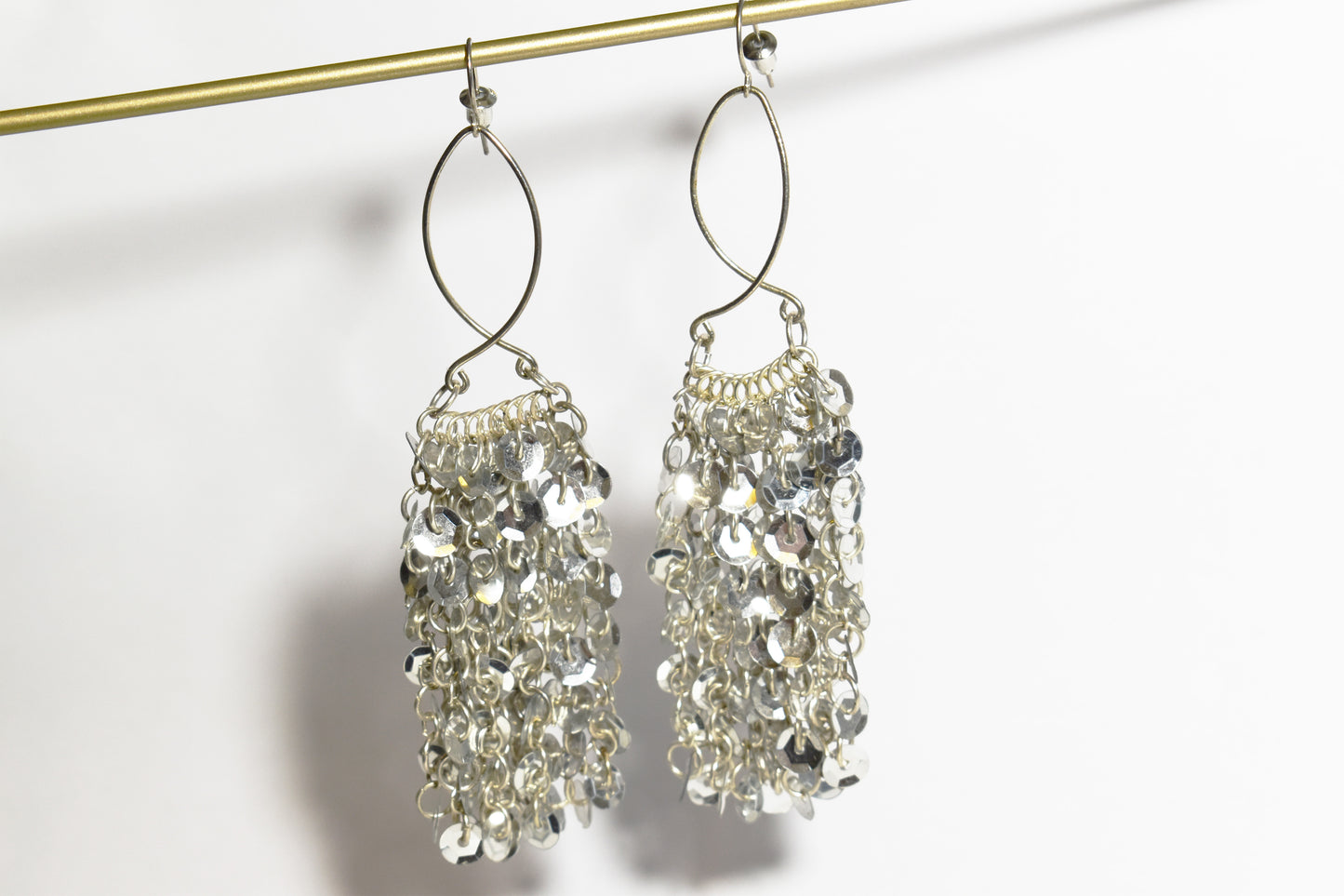Vintage Silver Sequin Waterfall Earrings