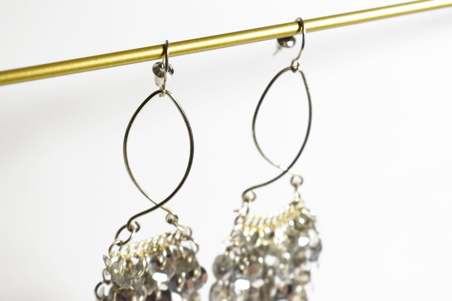 Vintage Silver Sequin Waterfall Earrings