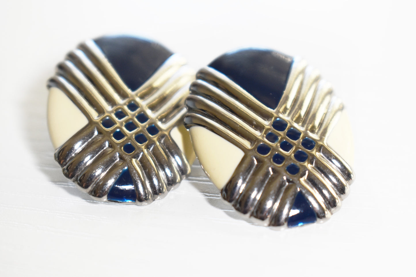 Vintage Simply Whispers Oval Enamel Earrings