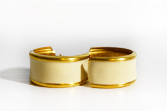 Vintage Simply Whispers Small Enamel Hoop Earring in Cream