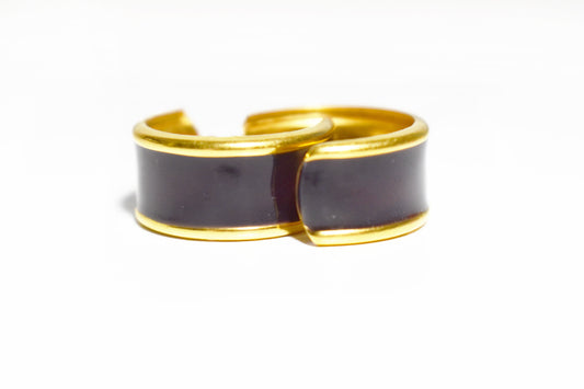 Vintage Simply Whispers Small Enamel Hoop Earring in Deep Purple