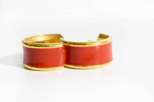 Vintage Simply Whispers Small Enamel Hoop Earring in Red