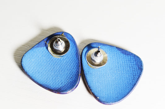 Vintage Faux Hawk Eye Triangular Earrings