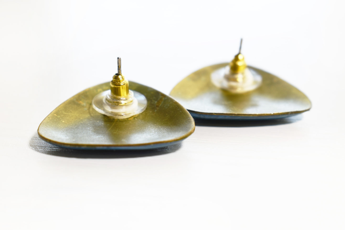Vintage Triangular Shaped Vibrant Enamel Earrings