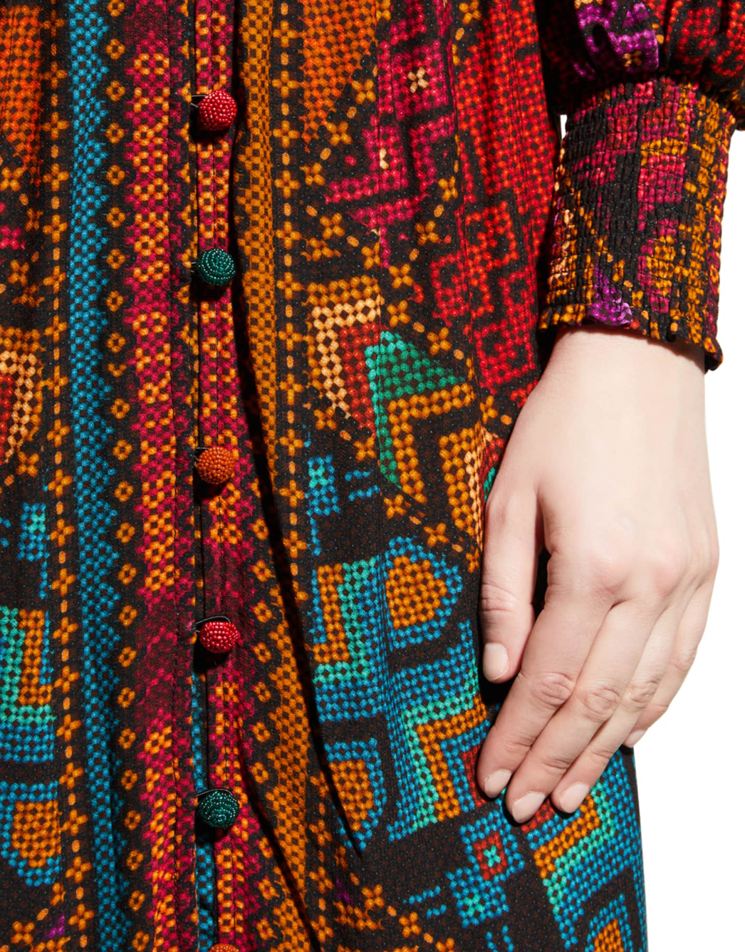 Farm Rio V-neck Blouson-sleeve Maxi Dress Yawanawa - Size S