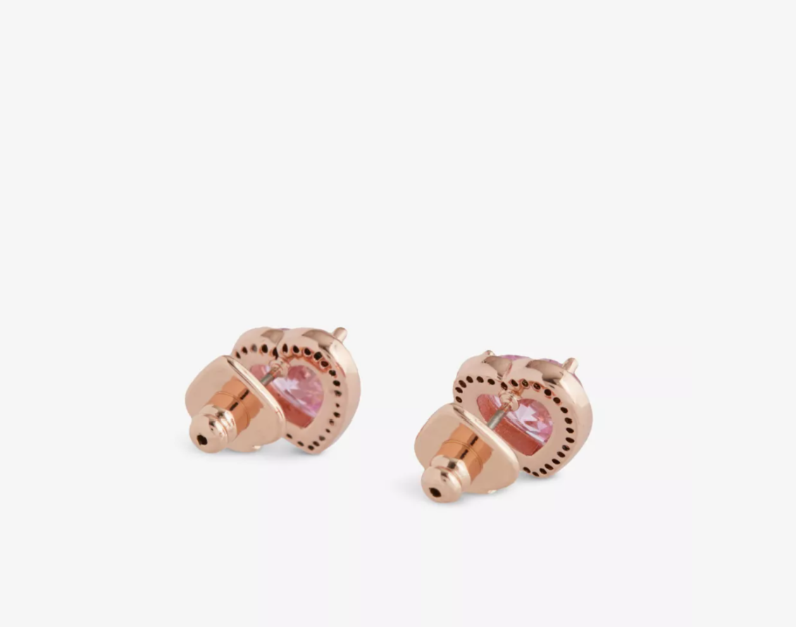 Kate Spade New York Pink Cubic Zirconia Heart & Pave Rose Gold Studs