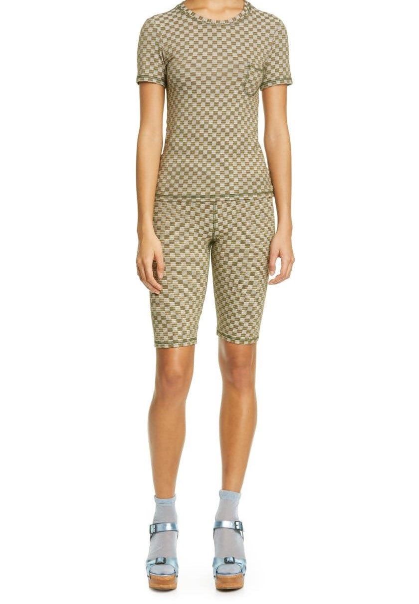Anna Sui Checkered Knit T-Shirt & Bike Shorts Set - Size S (4-6)
