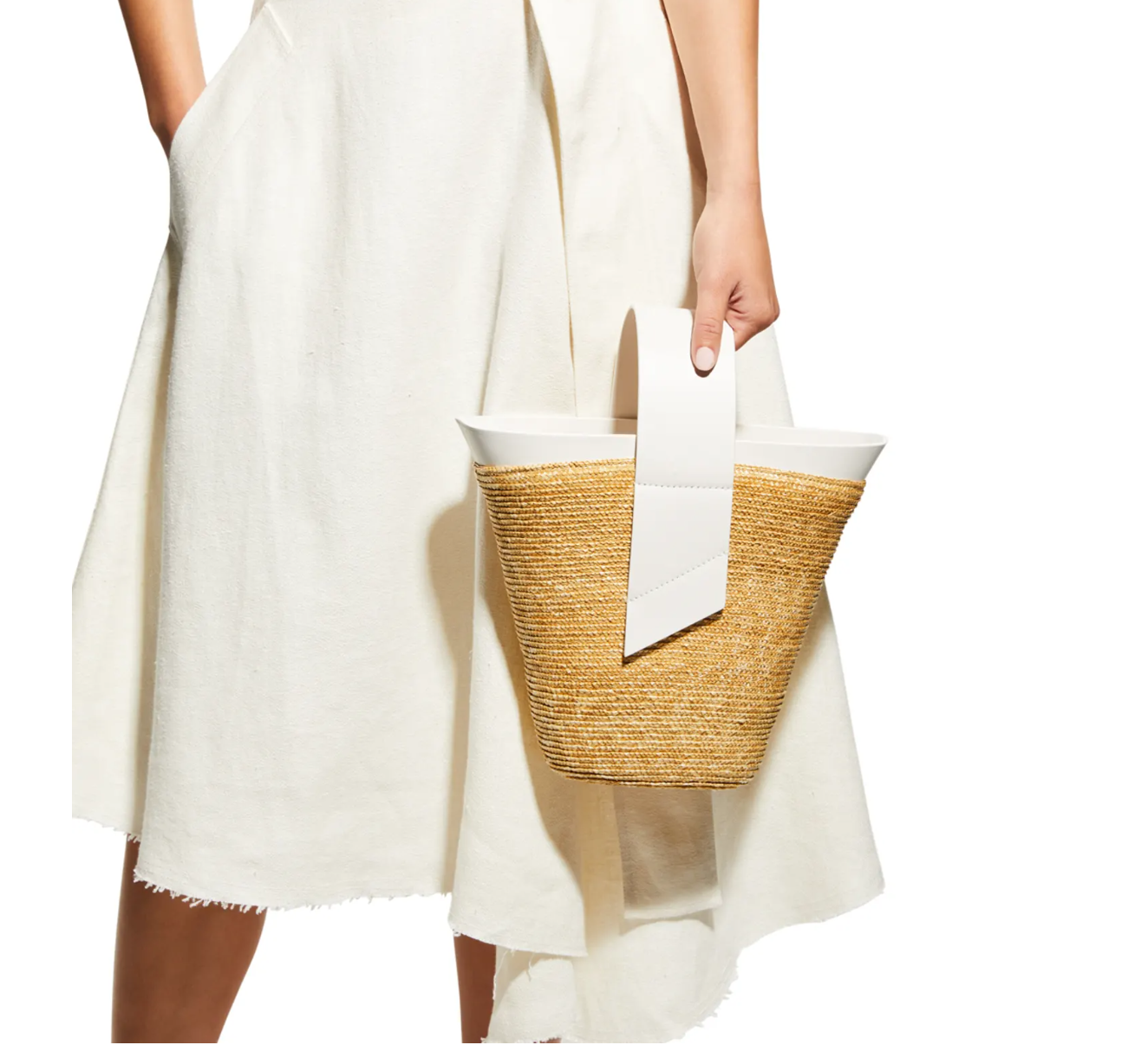 Carolina Santo Domingo Amphora Straw & Leather Top-Handle Crossbody Bag