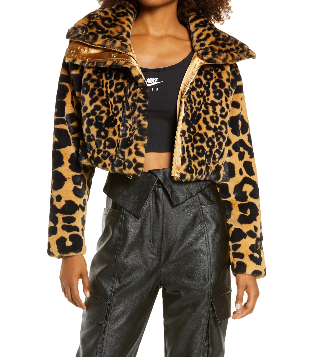 JORDAN Holiday Utility Collection Court-to-Runway Animal Print Convertible Faux Fur Jacket - S (4-6)