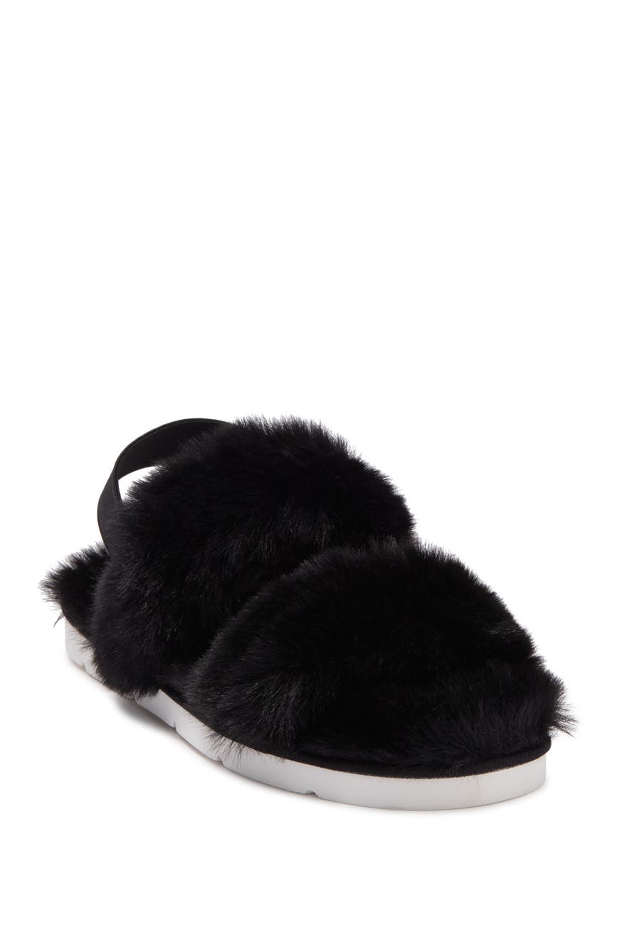 Faux fur deals slingback slides