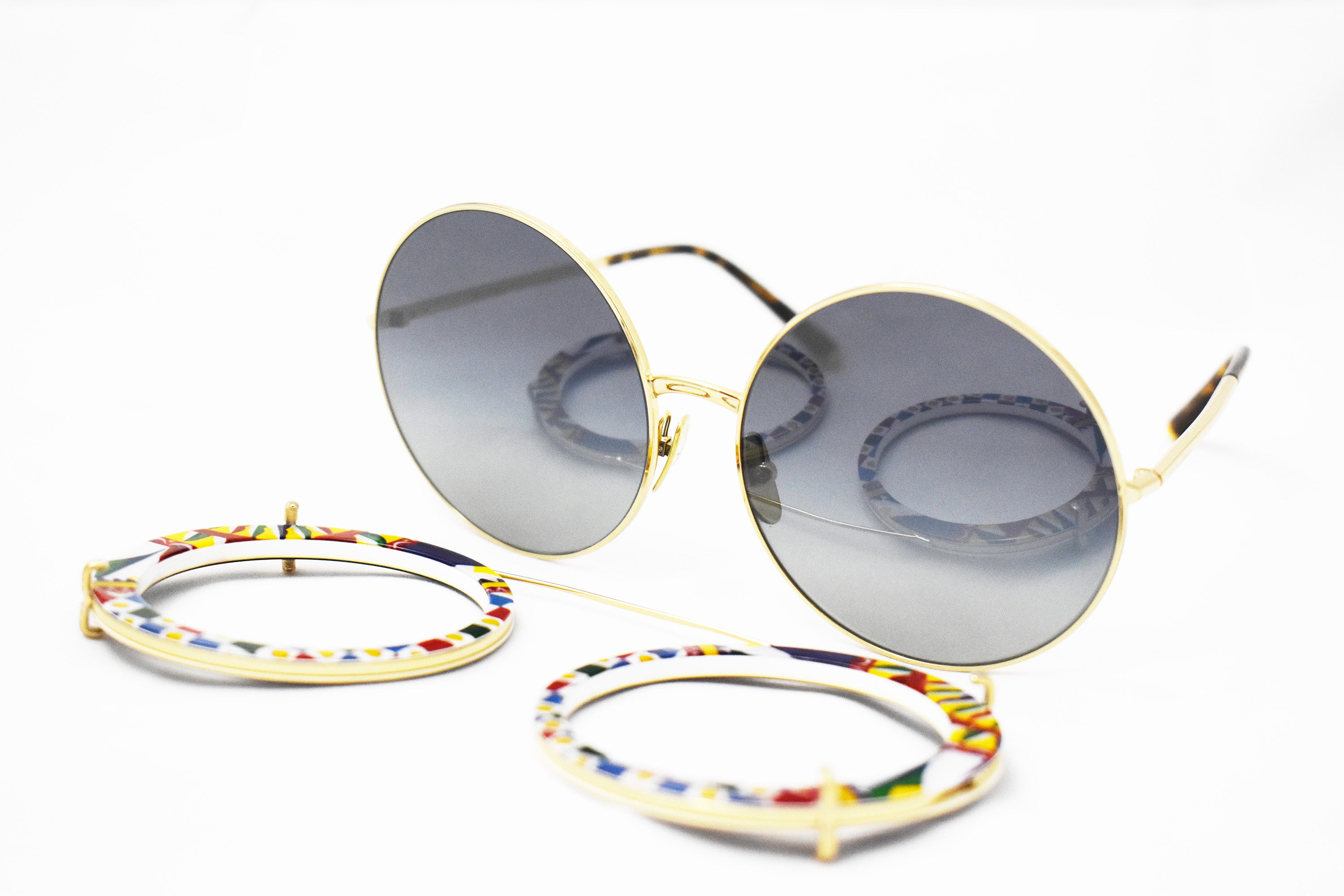 Dolce and gabbana round gold outlet sunglasses