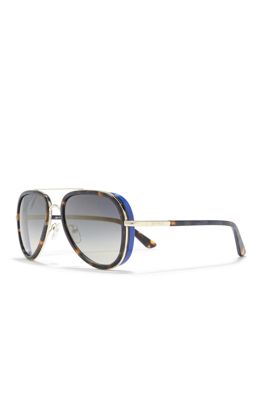 Etro Blue Havana 56mm Aviator Sunglasses