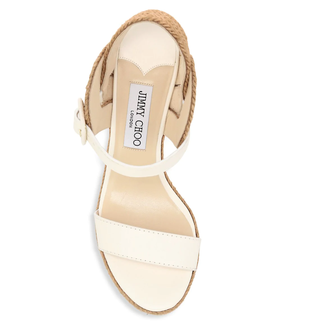 Jimmy Choo Delphi Leather Espadrille Wedge Sandals - Size 39.5 EU/ 9.5B US