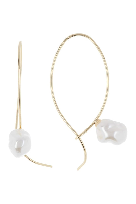 Rebecca Minkoff Gold Plated Brass Twisted Pearl Hoop Earrings