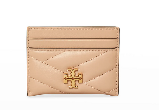 Tory Burch Kira Quilted Leather Card Case in Devon Sand