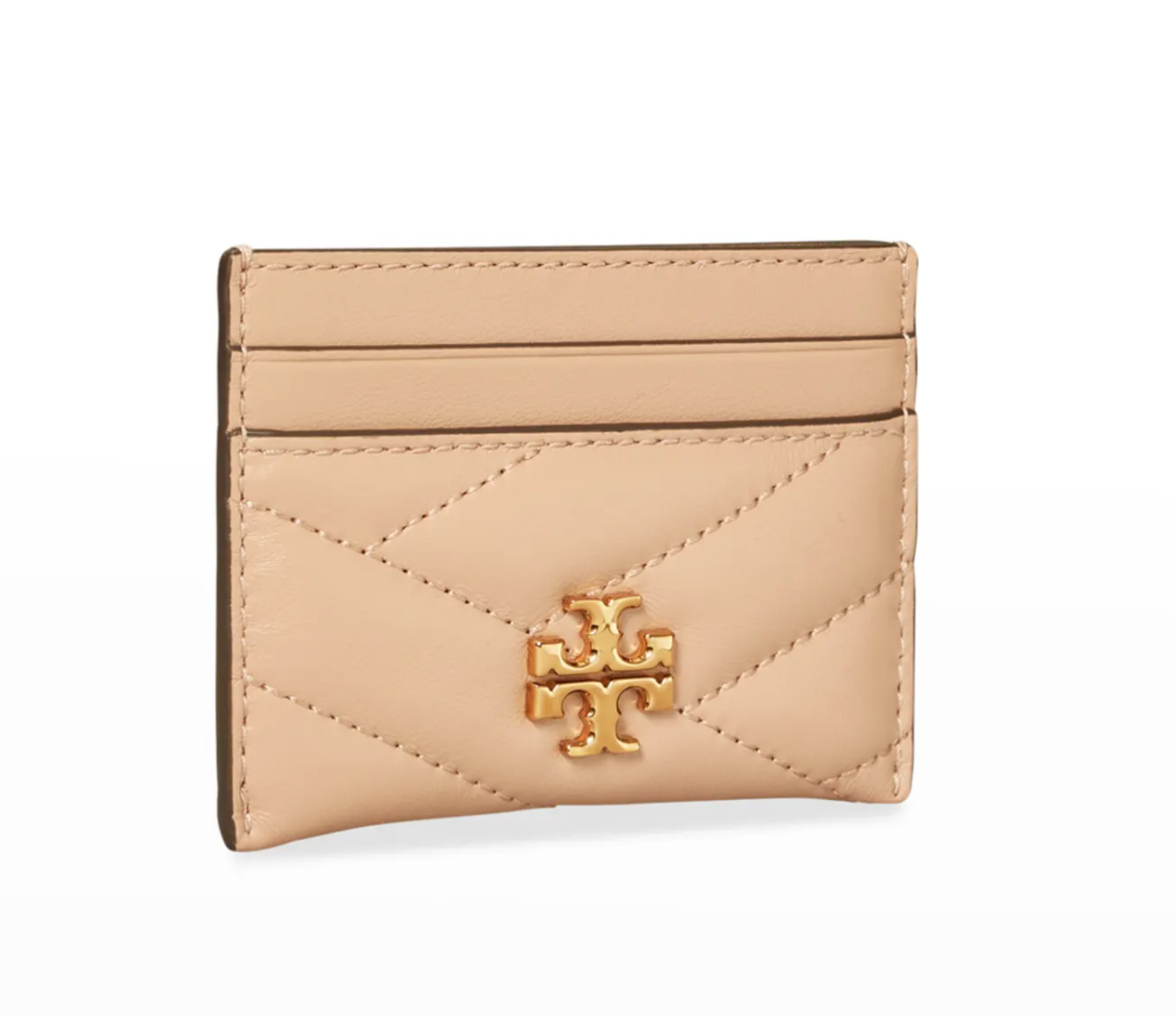 Tory Burch Kira Quilted Leather Card Case in Devon Sand