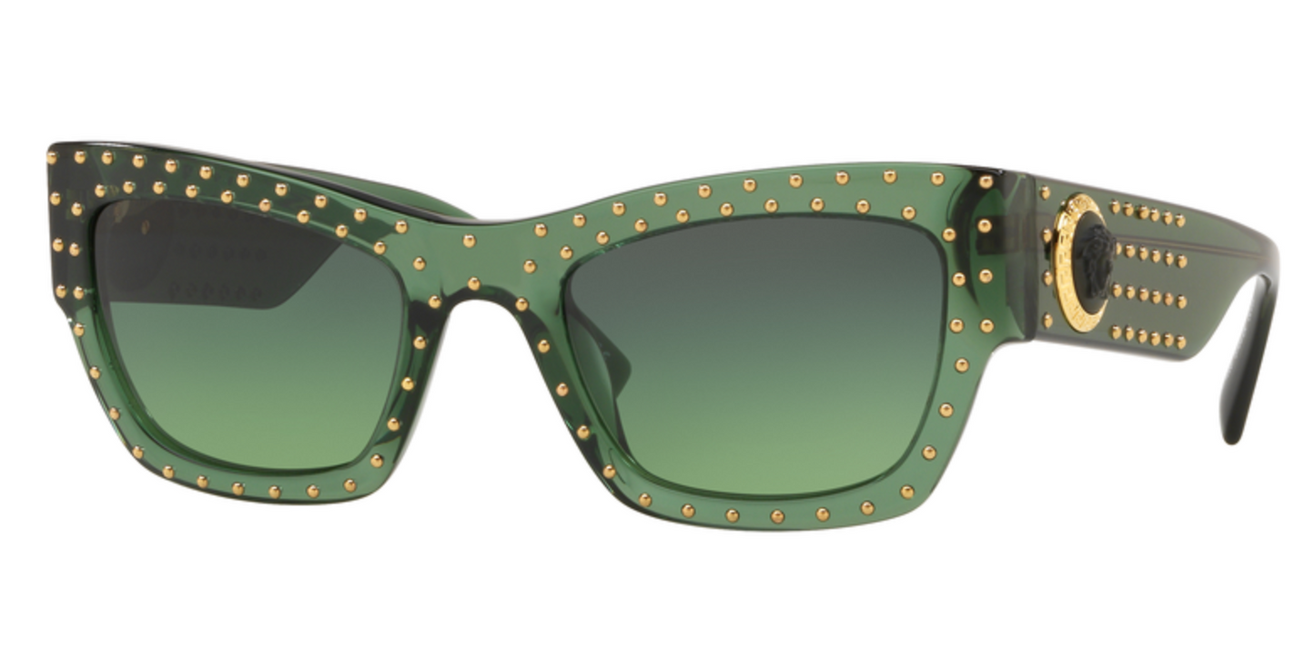 Versace Money Green Sunglasses with Gold Grommets