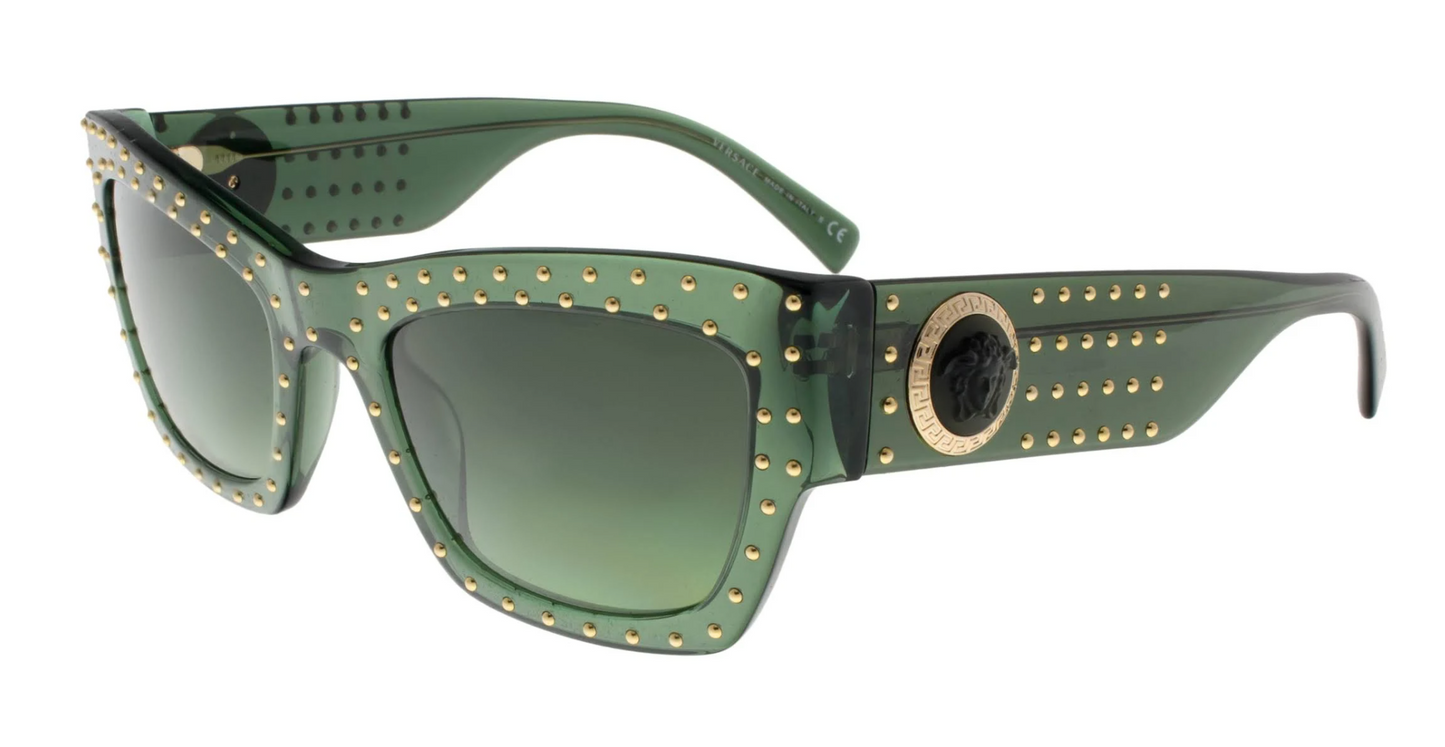 Versace Money Green Sunglasses with Gold Grommets