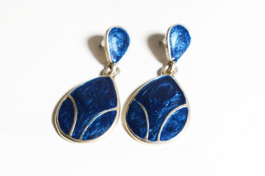 Vintage Blue Metallic Drop Earrings