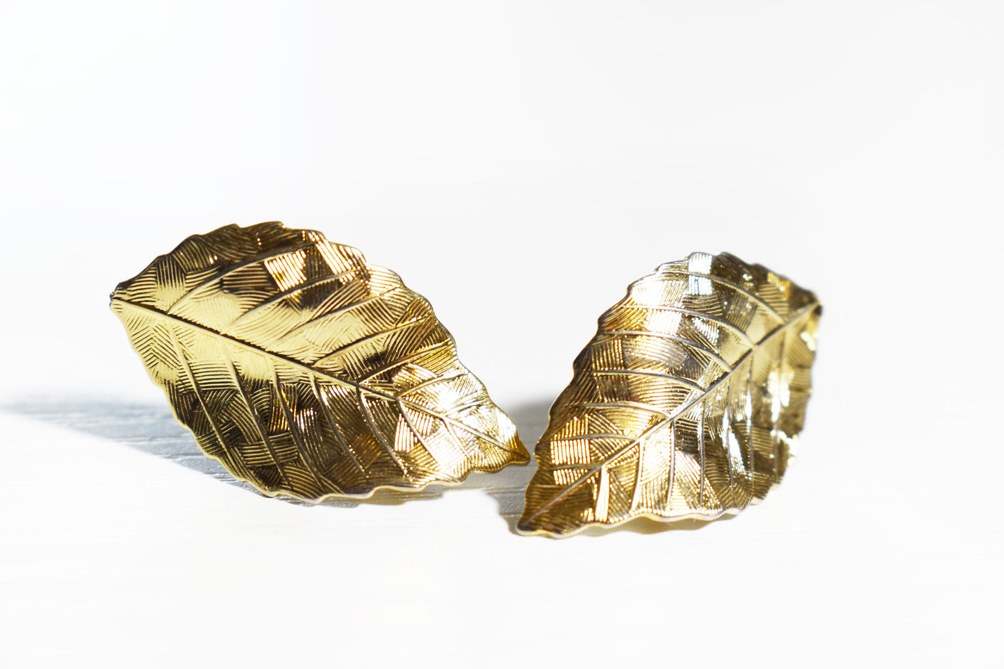 Vintage Dior Style Elegant Gold-Tone Leaf Earrings