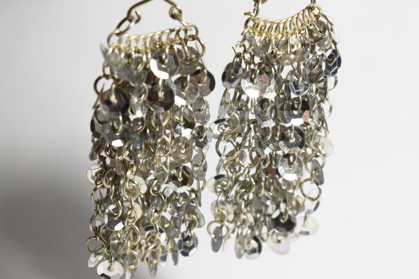 Vintage Silver Sequin Waterfall Earrings