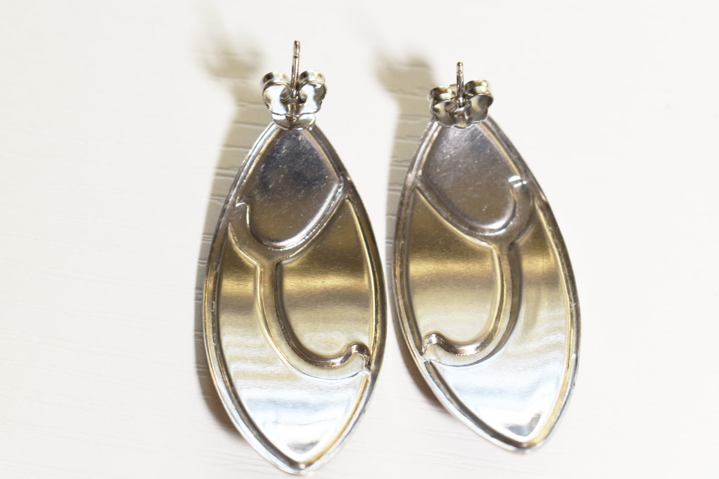 Vintage Simply Whispers Silver-tone Lanceolate Shape Enamel Earrings
