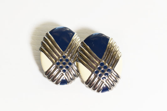 Vintage Simply Whispers Oval Enamel Earrings