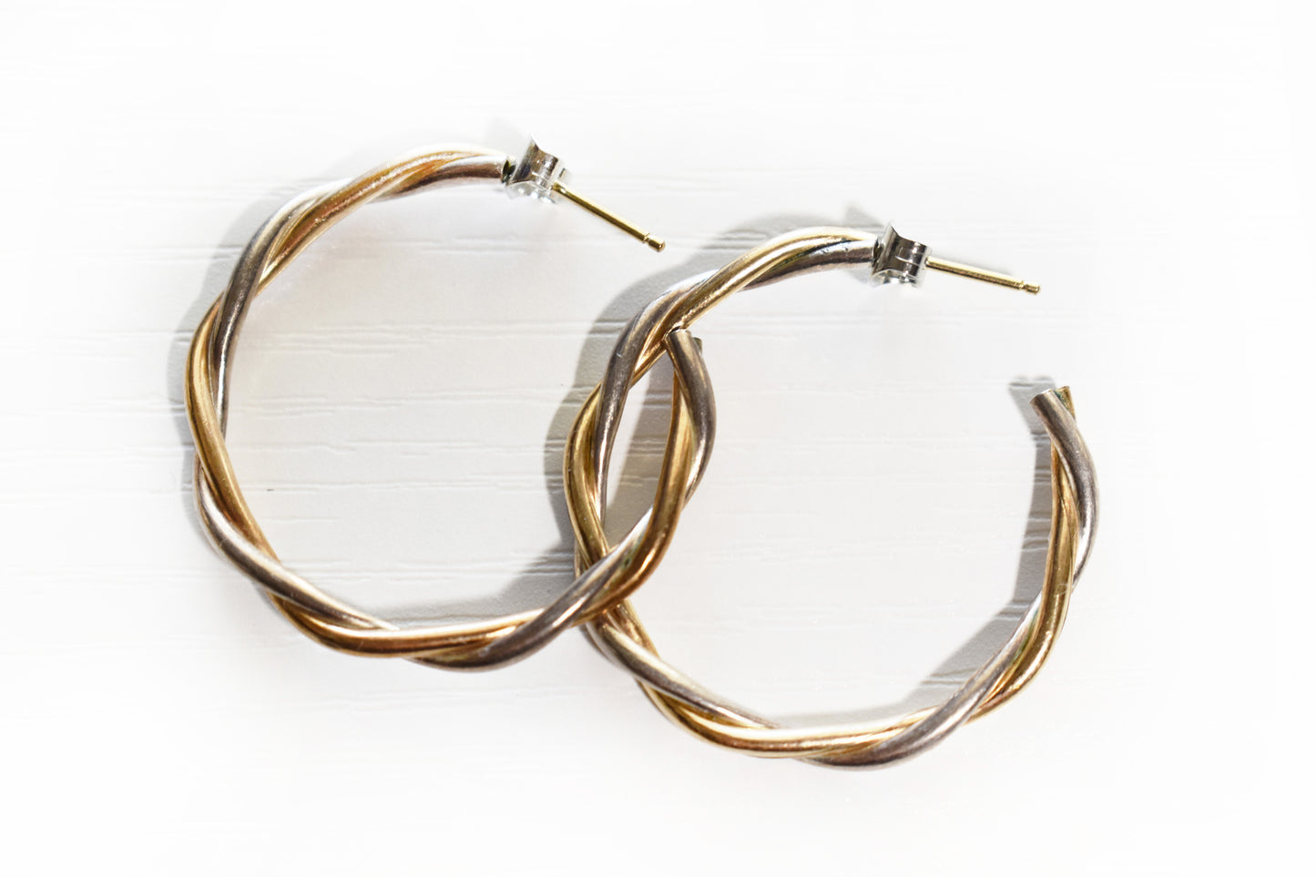 Vintage Two-Toned Twisted Hoops